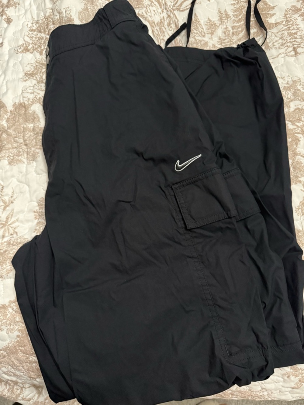 Nike Black Cargo Track Pants with Embroidered Swoosh